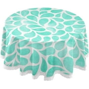 SKYSONIC Blue Teal Waterdrop Tablecloth Turquoise Pattern Round Tablecloths Polyester Tablecover Cloths Washable Tabletop Runner Kitchen Party Picnic Dining Home Decor 60inch