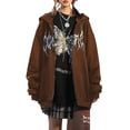 thumbnail image 2 of Franhais Women's Gothic Butterfly Graphic Hoodies, Long Sleeve Zip Up Loose Pocket Sweatshirts, 2 of 5