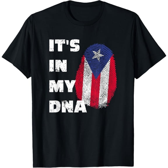 IT'S IN MY DNA - PUERTO RICO PRIDE FINGERPRINT PR FLAG T-ShirtMen and women, White Black T-shirt, size: Extra large S-1146XL