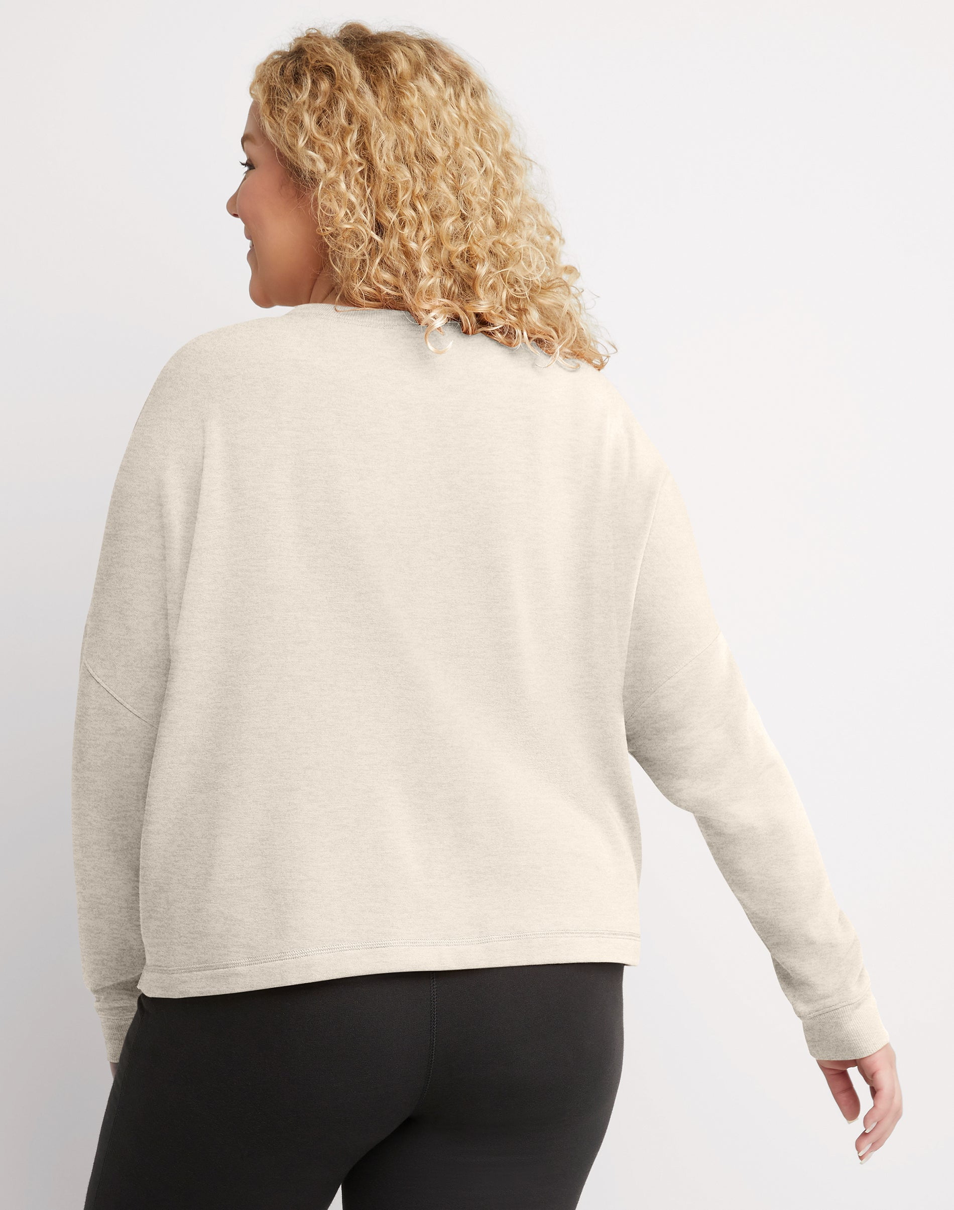 Hanes Originals Women's Soft Brushed Crop Sweatshirt (Plus Size) Wheat Heather 2X