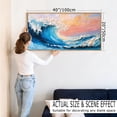 thumbnail image 6 of Ocean Wall Art Framed Sea Wave Wall Decor Abstract Coastal Canvas Wall Painting Blue and White Ocean Wall Prints for Living Room Bedroom Office 20X40 In, 6 of 10