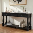 thumbnail image 3 of Tcbosik 63" Console Table with Open Shelf, Narrow Sofa Table with 3 Storage Drawers, Entryway Table for Living Room, Hallway, Foyer, Espresso, 3 of 11
