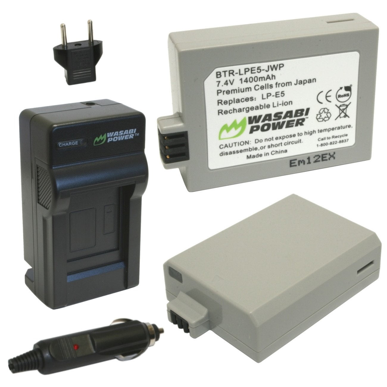 Wasabi Power Battery (2Pack) and Charger for Canon LPE5