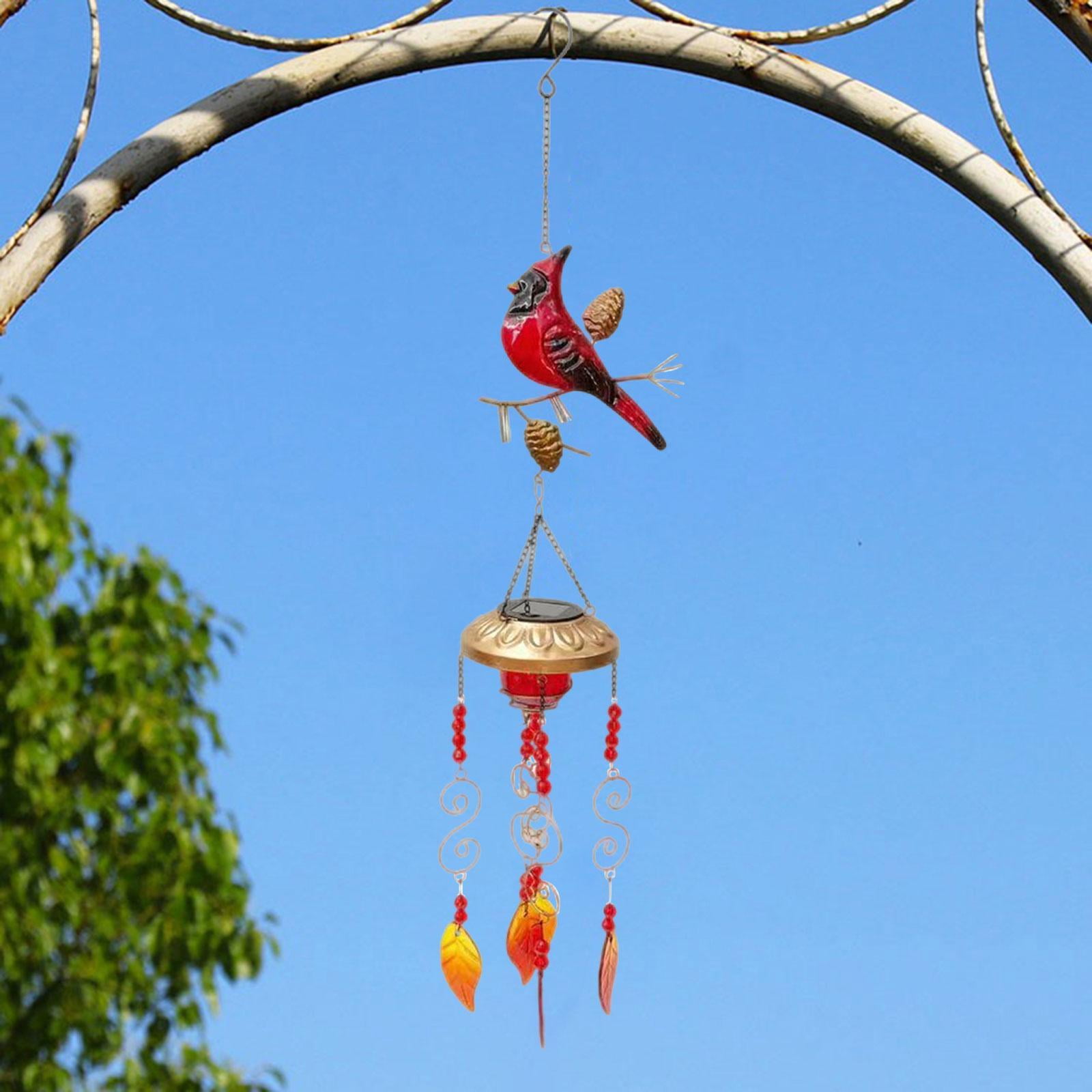 colaxi Bird Wind Chime with Solar Light Hanging Ornament Birthday Gift Memorial Gift Indoor Outdoor Decor for Tree Garden Yard Patio