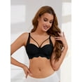 thumbnail image 5 of Unique Bargains Women's Front Cross Soft Underwire Bras Training Minimizers D 38 Black, 5 of 6