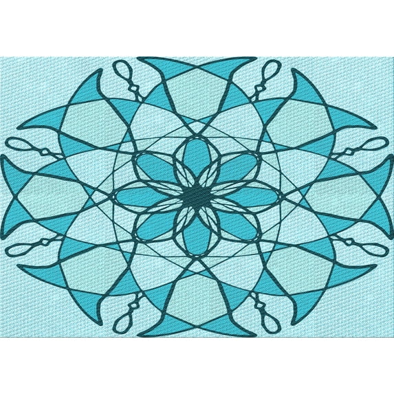 Ahgly Company Machine Washable Indoor Rectangle Transitional Tron Blue Area Rugs, 5' x 7'