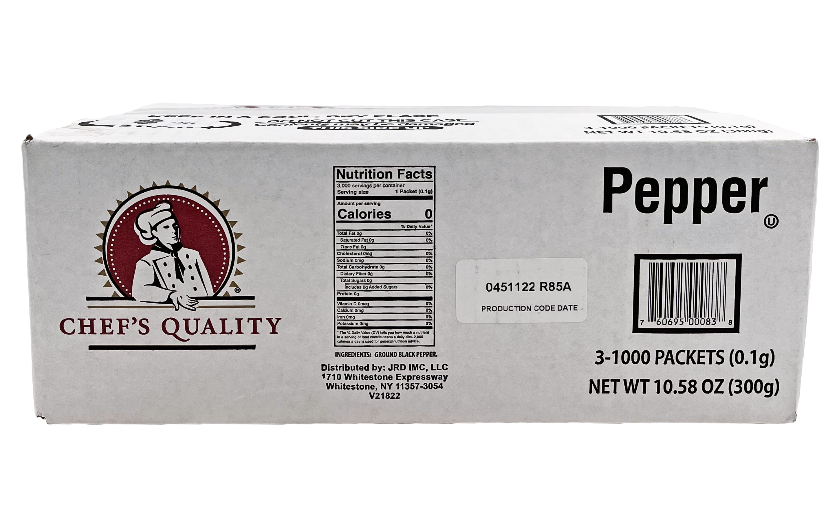 Chef's Quality Black Pepper Single Serve Packets | Kosher | 3000 Packs