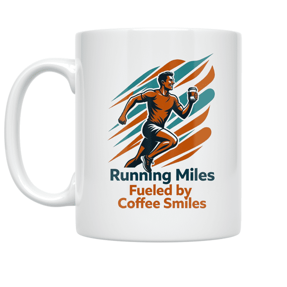 Running Miles Fueled by Coffee Smiles - Fitness Enthusiast - 11 oz Ceramic Coffee Mug