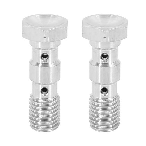 2pcs Stainless Steel M10x1.25 Metric Thread Double Banjo Bolt Brake Fitting Adapter for Motorcycle Car