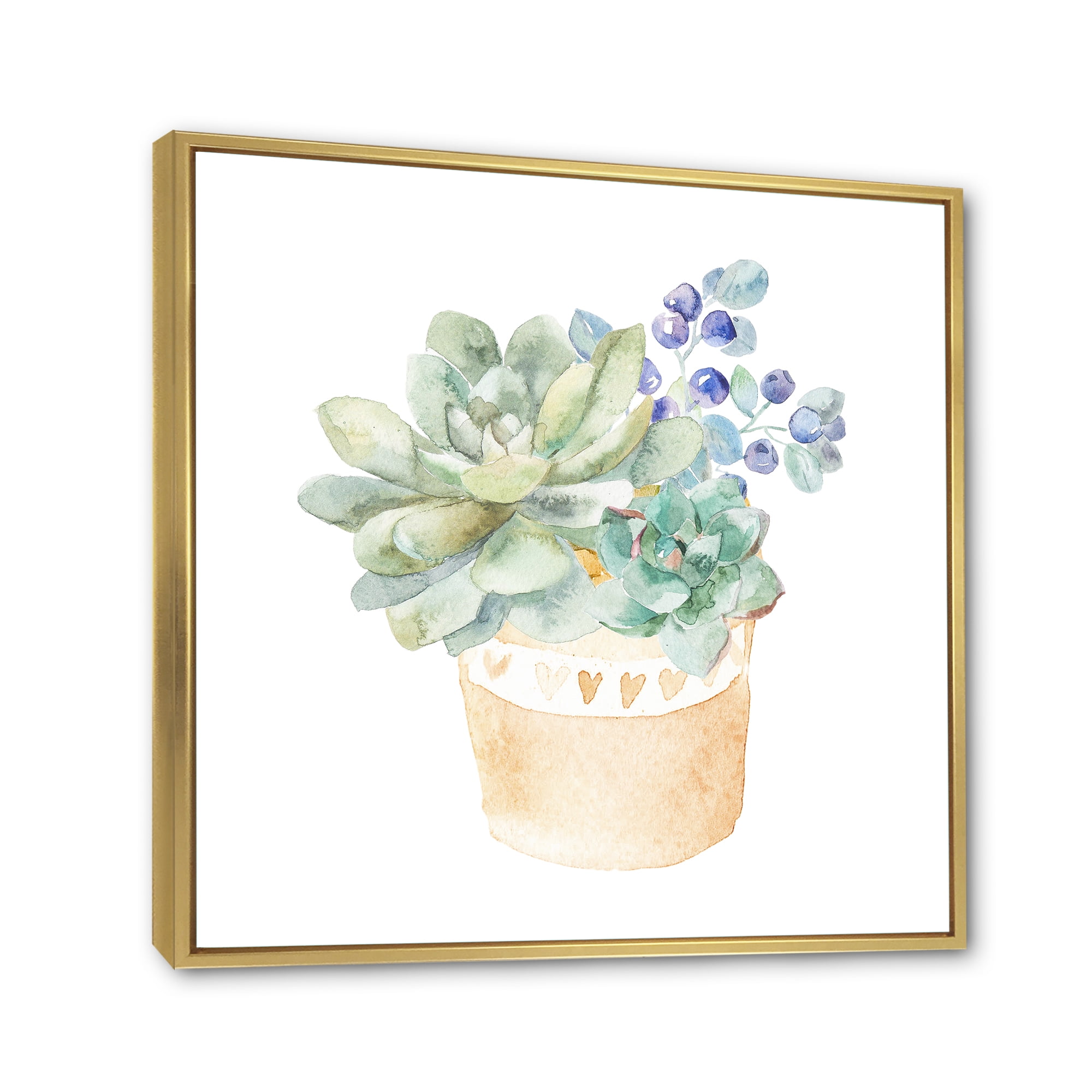 Designart 'Succulent Flower In Terracotta Clypot II' Traditional Framed Canvas Wall Art Print