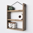 thumbnail image 1 of Decorative 3 Tier Handmade Solid Wood Wall Shelf, Walnut Finish, 1 of 5