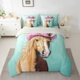 thumbnail image 2 of Castle Fairy Animal Horse 7pcs Bedding Comforter Set,Western Theme Queen Bedding Sets Super Cozy,Cowgirl Hat Queen Sheet Sets,Ultra Soft Exotic Home Decor,Reversible, 2 of 8