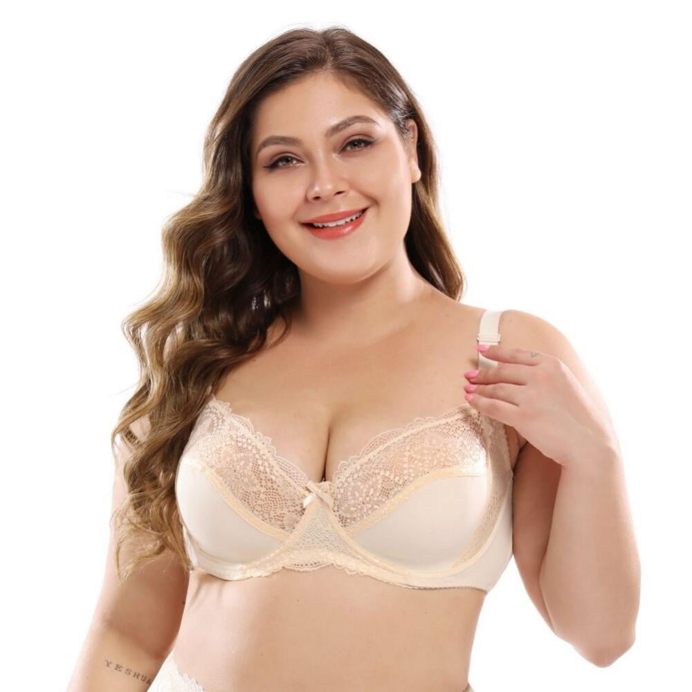 Clearance!Plus Size Women Bra Solid Color Thin Translucent Push Up