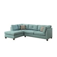 thumbnail image 3 of Acme Laurissa Light Teal Linen Sectional Sofa & Ottoman (2 Pillows), 3 of 3