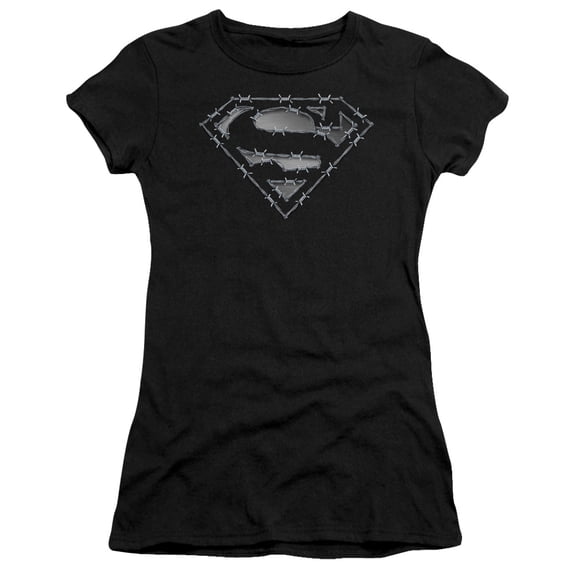 Superman Barbed Wire Junior Women's T-Shirt Sheer Black