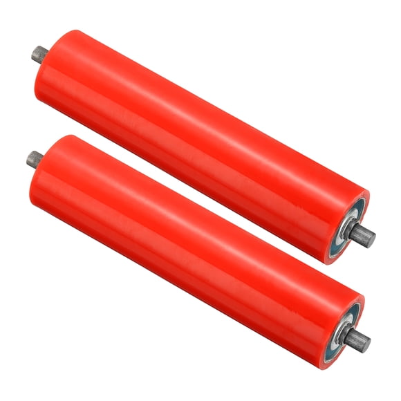 Uxcell Polyurethane Stainless Steel Coated Conveyor Roller 4" Diameter 10" Length, Red 2 Pack