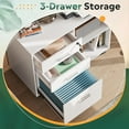 thumbnail image 5 of YEXJ 3-Drawer Wood File Cabinet with Lock, Mobile Lateral Filing Cabinet, Printer Stand with Open Storage Shelves for Home Office, White, 5 of 6