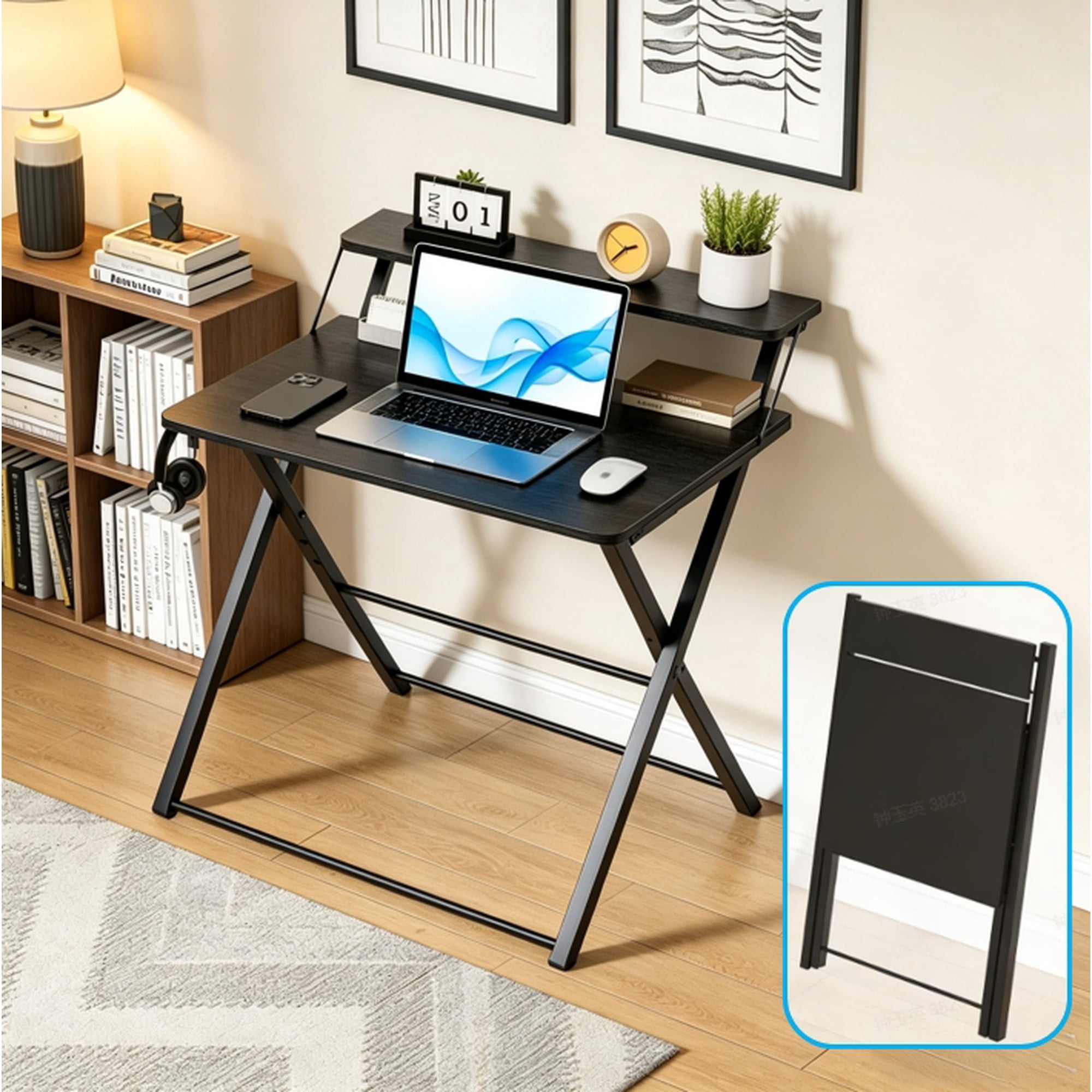 Ktaxon Folding Laptop Computer Desk Workstation Table No Assembly Wood Desktop Study Writing Desk Home Office Furniture