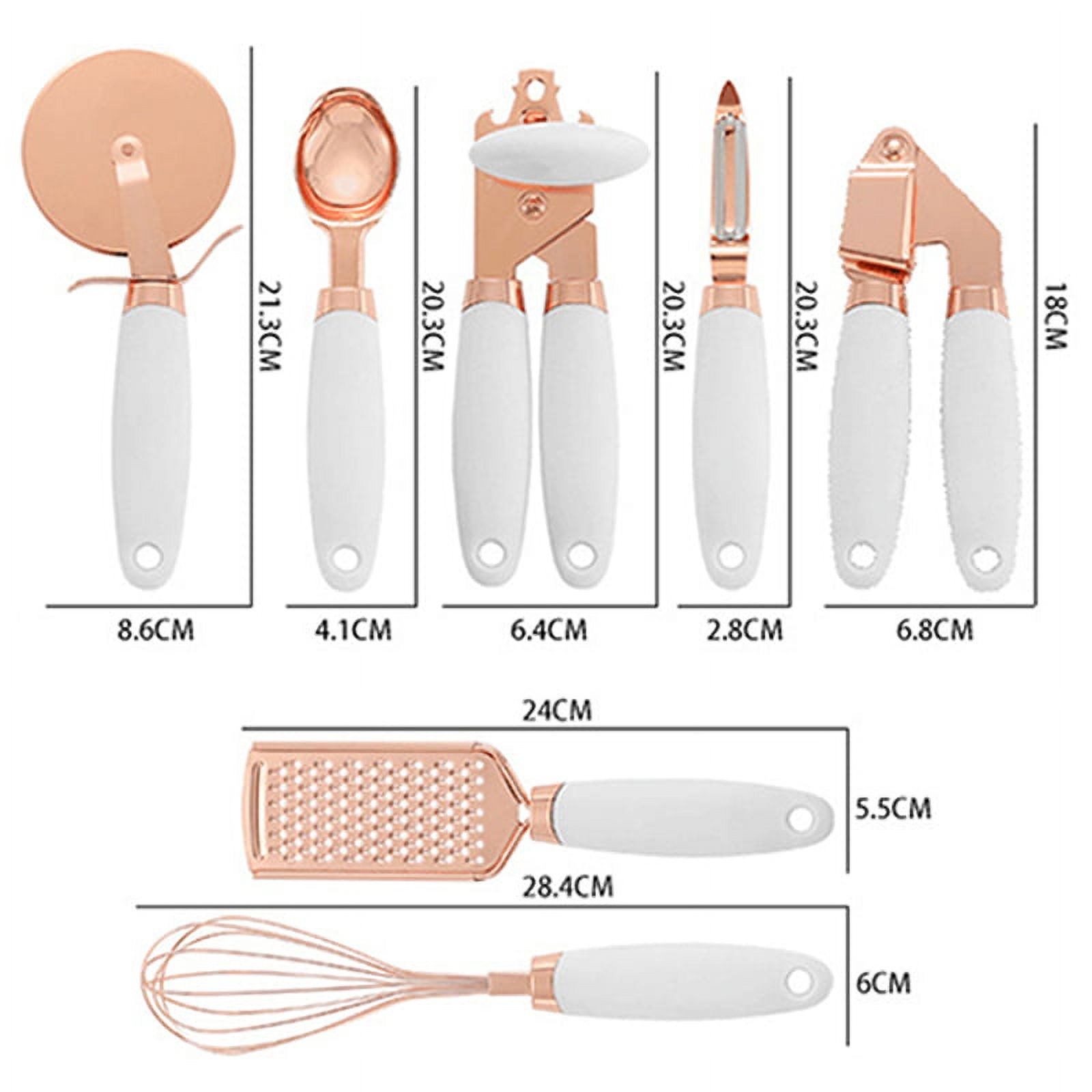 suhongstore 7PC Kitchen Gadget Set Rose Gold Garlic Scoop Peeler Cheese  Grater Kitchenware Kitchen Accessories Cooking Spoons (Color : H) (Color :  H)