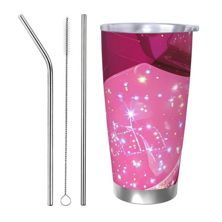 

Tideii Sparkling Pink Toilet for 20OZ Car Cup Stainless Steel Cold and Hot Cup with Lid Suitable for Outdoor and Home Unisex-Straw Three-piece Set