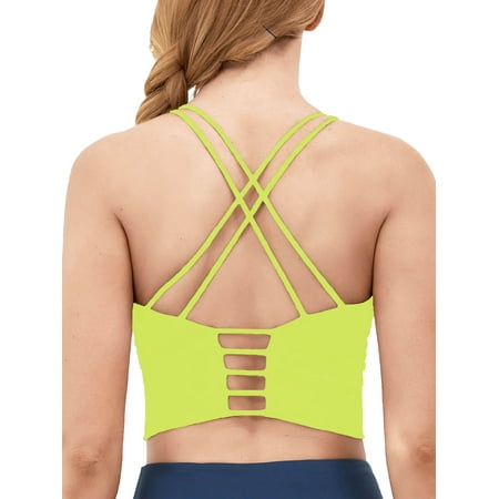 

As Rose Rich Strappy Sports Bra for Women Padded Athletic Yoga Bra S