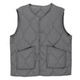 thumbnail image 7 of successthop Womens Plus Size Vests for Winter Quilted Plus Size Coat with Pockets Snap Outwear Solid Warm Clothes Gray M, 7 of 7
