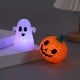thumbnail image 1 of Luz LED de calabaza fantasma de Halloween | Ornamento decorativo luminoso que cambia de color | Atrezzo de Ambiente de Fiesta | Plástico | Naranja/Blanco | Tamaño compacto 9,5x8cm/8x6cm | Eficiencia, 1 of 6