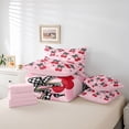 thumbnail image 6 of Feelyou Bowknot Cherry Bedding Comforter Set 7pcs, Pink Buffalo Plaid King Bedding Sets, 6 of 8
