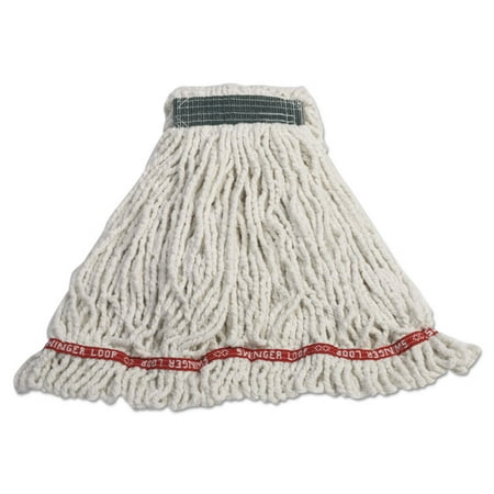 Swinger Loop Shrinkless Mop Heads, Cotton/synthetic, White, Medium, (Best Mop Head For Waxing Floors)