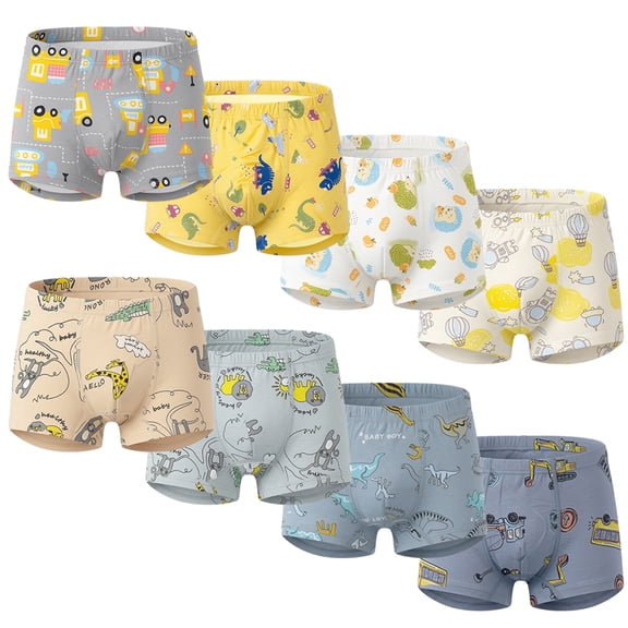 8-Pack Boys Boxer Underwear, Soft Elastic Cotton Panties for Kids, Multicolor Size 4-11T