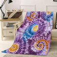thumbnail image 2 of Purple Orange Blue Flannel Blanket for Bed, Ethnic Modern Abstract Geometric Soft Cozy Warm Couch Throw Blanket, Lightweight Fluffy Plush Bedding Blankets for Sofa Decor All Season 60"x80", 2 of 7