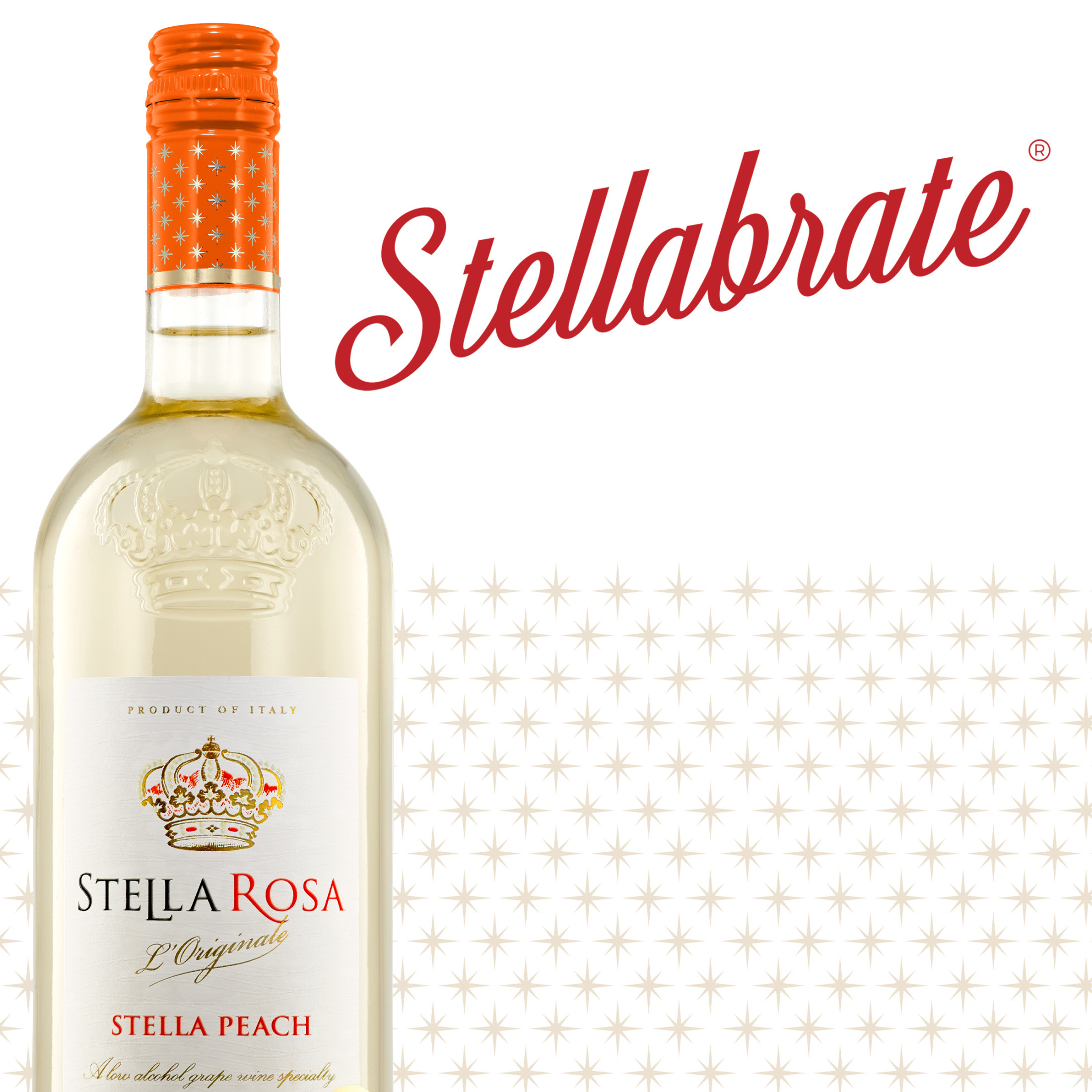 Peach Semi-Sweet Moscato White Wine, 750ml Glass Bottle, Piedmont, Italy