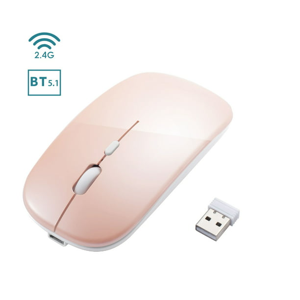 2.4G & Bluetooth 5.1 Slim Wireless Mouse, Rechargeable Dual Mode 