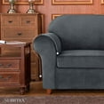 thumbnail image 6 of Subrtex 2-Piece Velvet Plush Stretchy Sofa Slipcover with Separate Cushion Cover (Gray, Armchair), 6 of 8