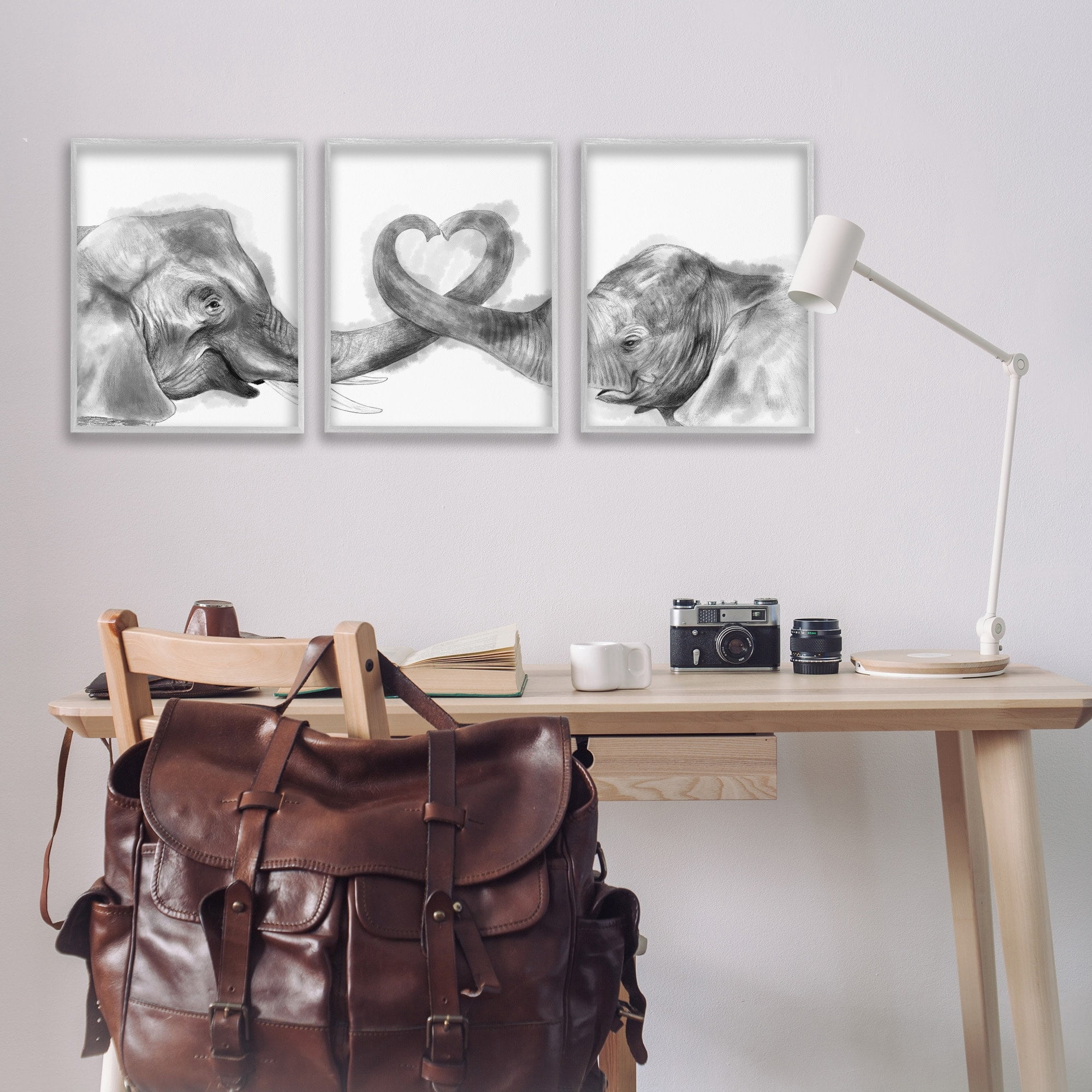 Stupell Industries Elephant Trunk Heart Jungle Animal Illustration Designed by Daphne Polselli