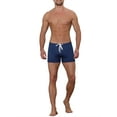 thumbnail image 2 of INSPIRE CHIC Men's Solid Color Drawstring Waist Summer Beach Pool Swim Trunks 30 Navy, 2 of 6