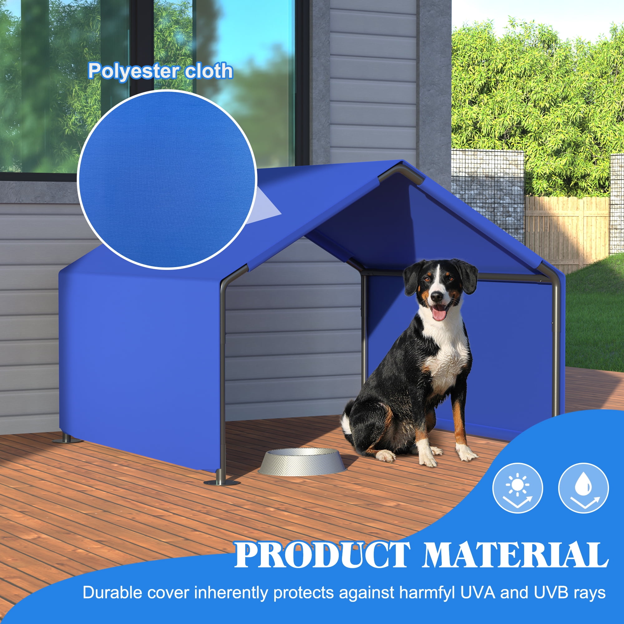 LZBEITEM Outdoor Pet Shade Tent Dog Shades Shelter for Large Medium Dogs, 4'x4'x3' Outside Sun Rain Canopy Pet House for Cats Pigs Livestock with Waterproof Roof Ground Nails