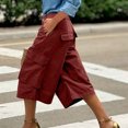 thumbnail image 5 of Up to 65% Off! Fmbrln Womens Summer Multipockets Cargo Capri Pants Fashion Casual Loose Solid Color Wide Leg Pants Lounge Travel Straight Leg Pants, 5 of 5