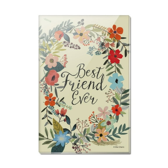 Best Friend Ever Floral Rectangle Acrylic Fridge Refrigerator Magnet