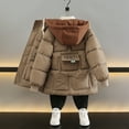 thumbnail image 6 of Winter Saving Clearance! VERUGU Kids Boy's Winter Coat Waterproof Fleece Lined Thick Down Coats Puffy Cotton Jackets with Hood Khaki 150, 6 of 7