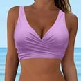 thumbnail image 2 of Hessimy Bikini Top for Women,Women's Underwire Bikini Top V Neck Criss Cross Push Up Full Coverage Swimsuit Top Bathing Suits(Purple,L), 2 of 6
