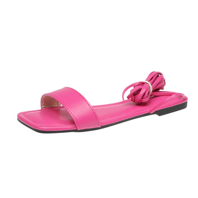 Amzcrzy Zapatos de mujer,Zapatos de mujer,Zapatillas de mujer, Sandalias de verano para mujer, con cordones, de color liso, con punta cuadrada, planas e informales. Sandalias Mujer Zapatillas De Casa