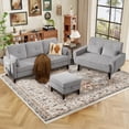 thumbnail image 2 of Pingliang Home 3 Piece Sofa Set, Living Room Furniture Set, Convertible L Shaped Couch Sectional Sofa with Storage Ottoman and Loveseat,Modern Linen 3 Seat Couch & 2 Seat Couch, 2 of 8