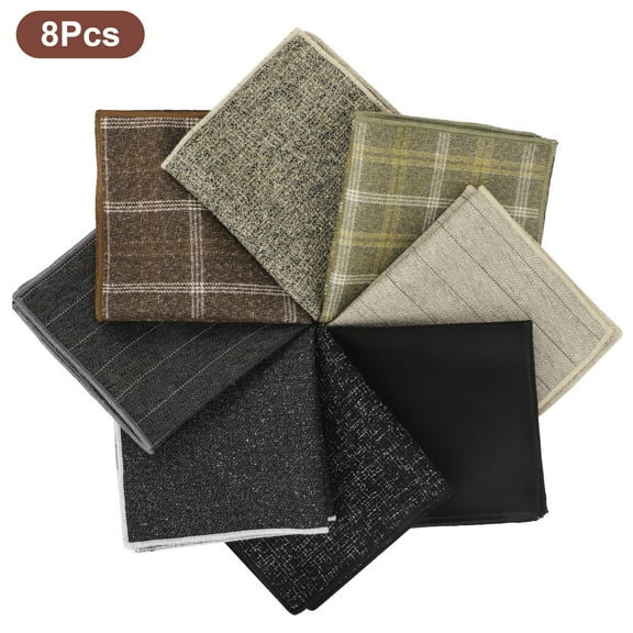 TSV 8pcs Handkerchiefs for Men, 9 x 9" Classic Plain Pocket Square, Soft Wool Hankies