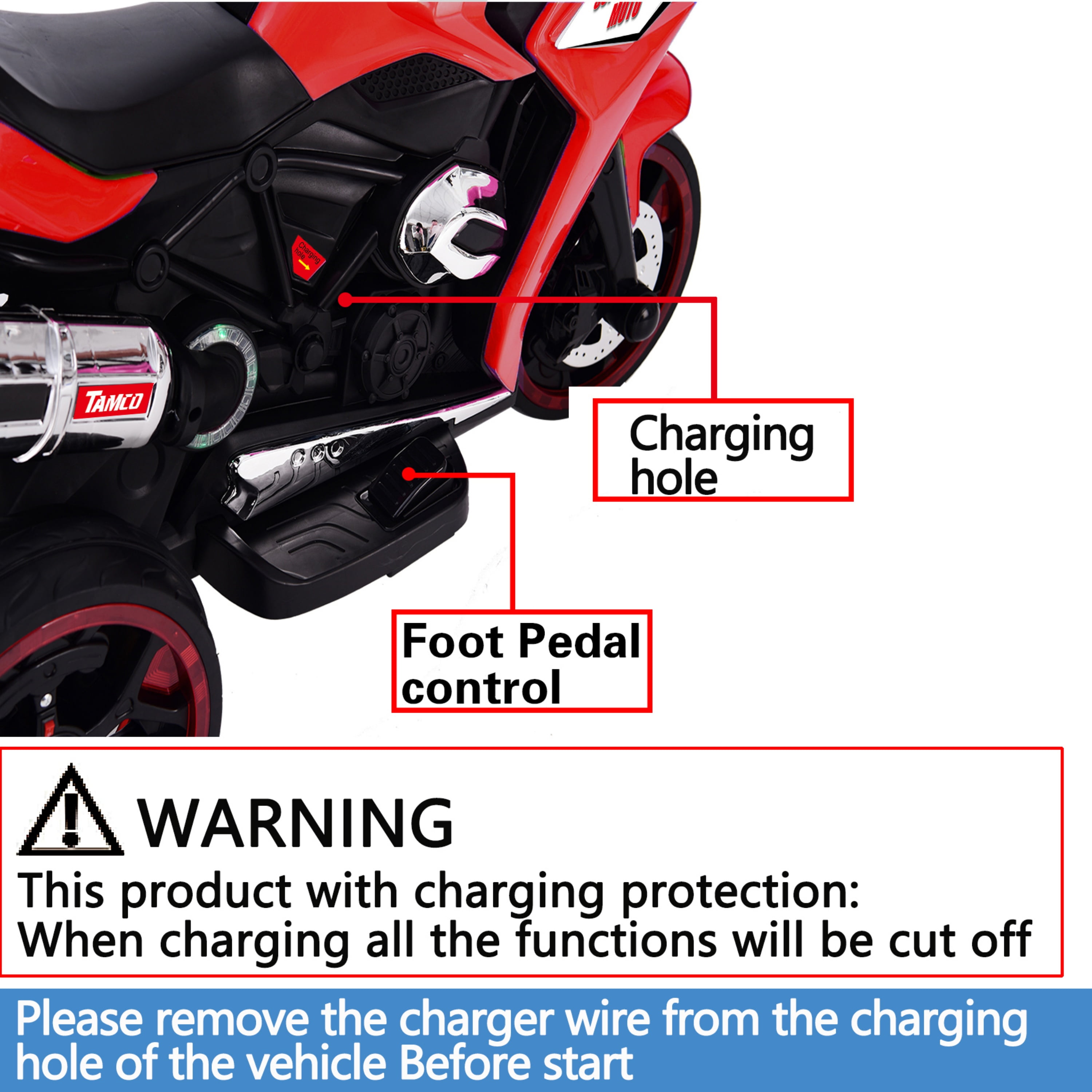 Kids Electric Motorbike 12V Battery Powered with LED Lights, Music for Ages 3-6