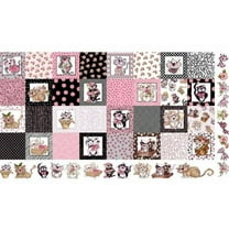 Loralie Medley Fancy Cats Panel 23" x 44" Cotton Fabric