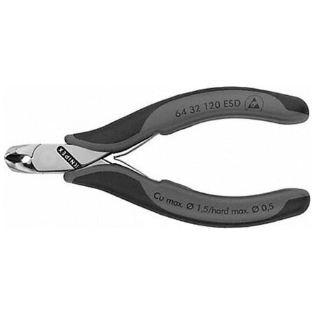 UPC: 0843221012915 | Knipex ESD End Cutting Nippers 4-3/4in.L 7/16in 64 32 120 ESD