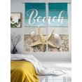 thumbnail image 3 of Ocean Beach Sheer Curtains 2 Panels Set Starfish Shell Coral Green Brown Ombre Wood Grain Sheer Window Curtains Light Filtering Rod Pocket Voile Drapes for Bedroom Living Room 52"x63", 3 of 8