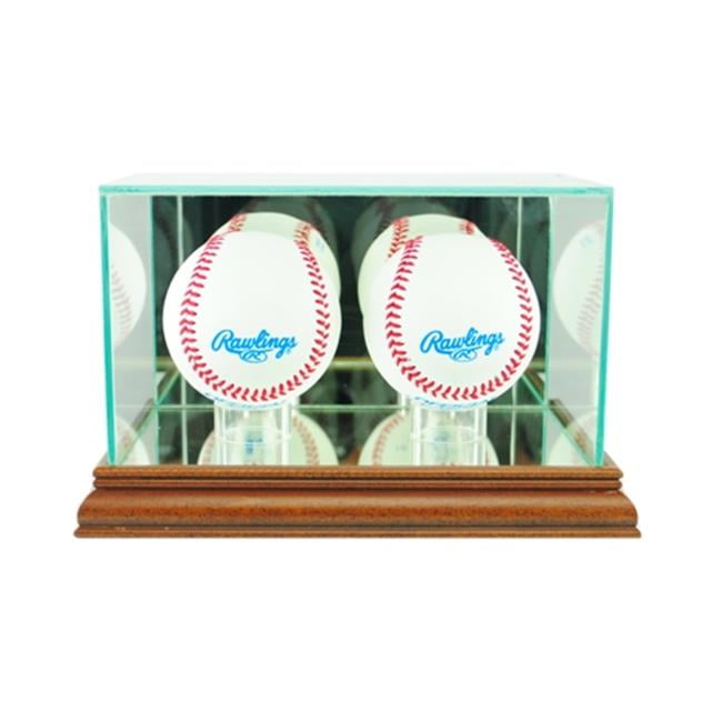 Perfect Cases DBBSBW Double Baseball Display Case, Walnut
