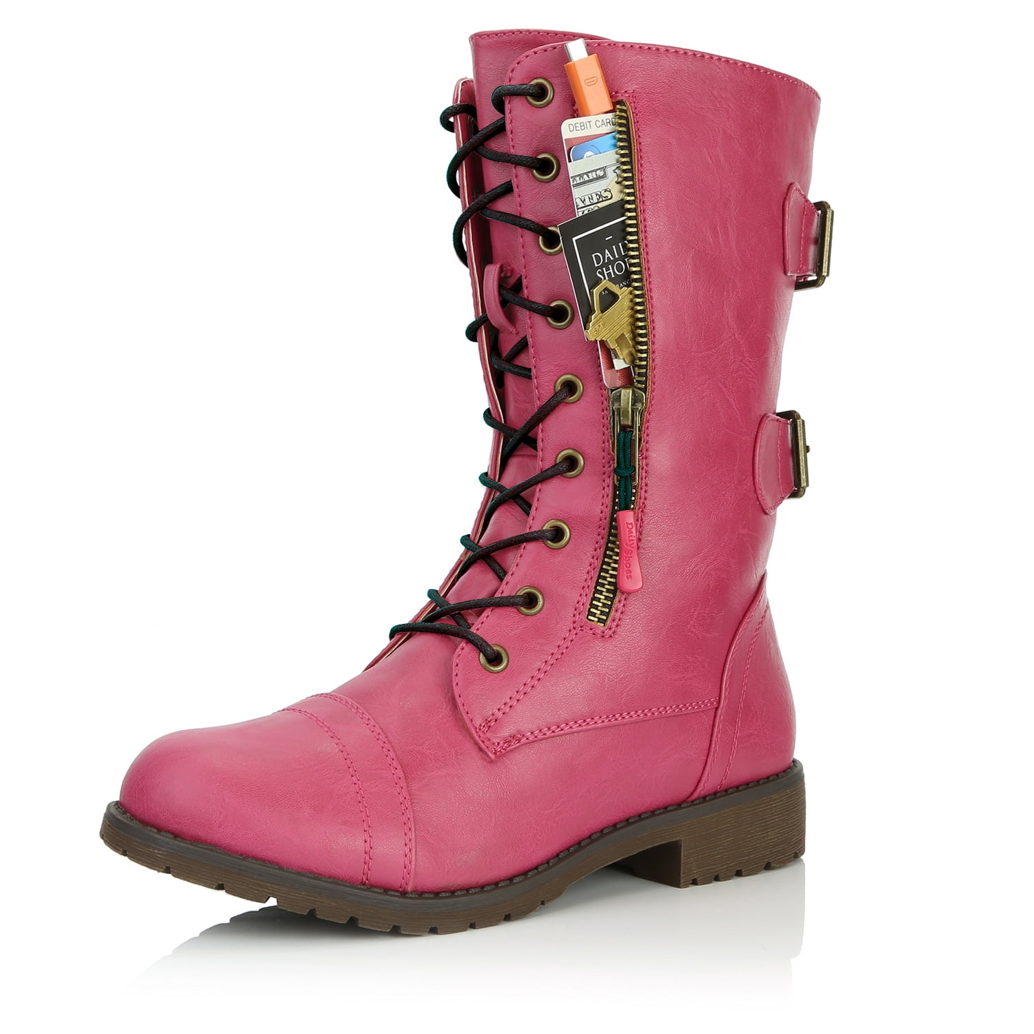 womens pink combat boots